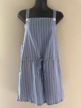 white birch Light Blue Pinstripe romper